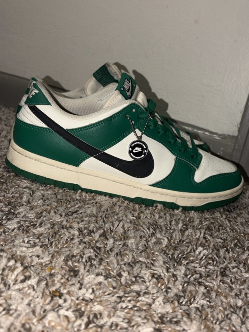 Nike Dunk Low Green White Black Leather Sneakers